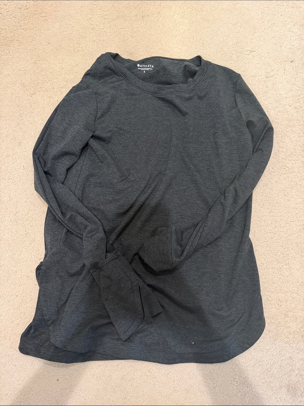 Athleta Charcoal Heather Long Sleeve Crew